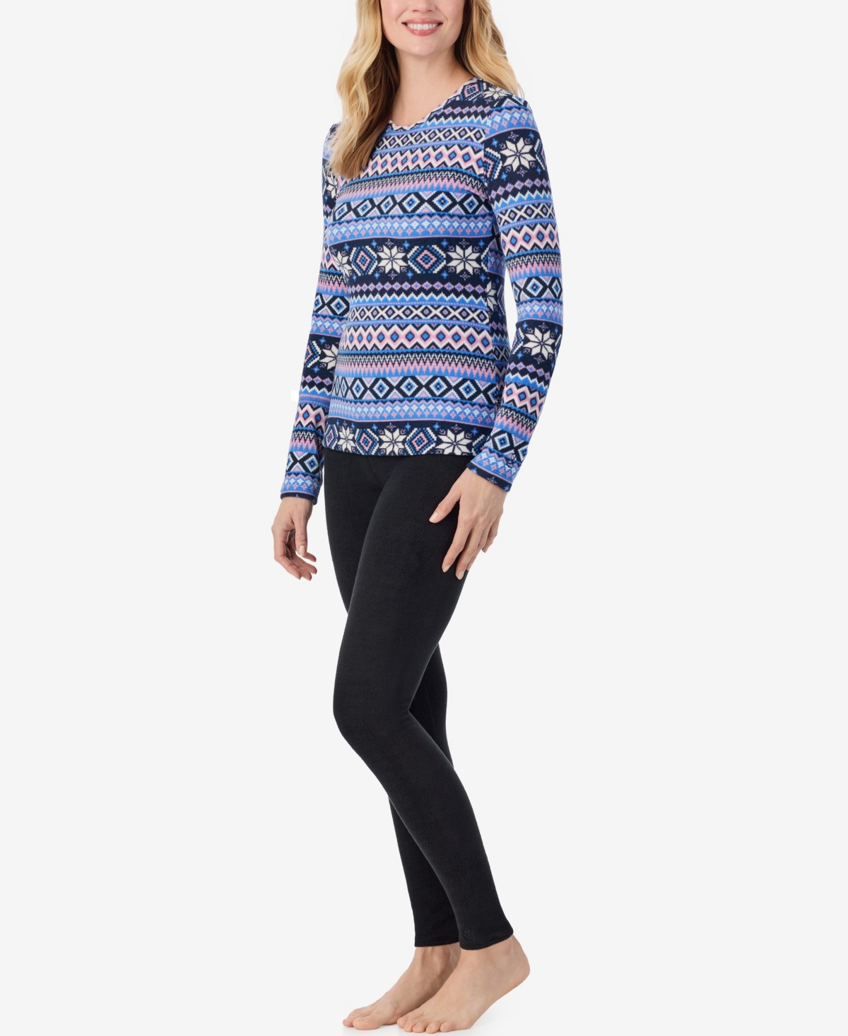Cuddl Duds Petite Crew Neck Top In Multi