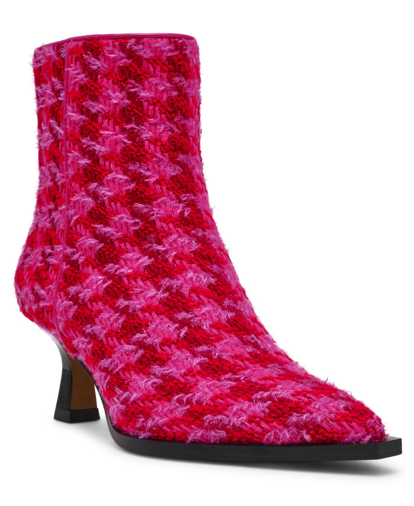 Женские ботинки Betsey Johnson Louisa Embellished Pointed-Toe Booties, цвет: Фуксия гусиная лапка разноцветный — фото 1
