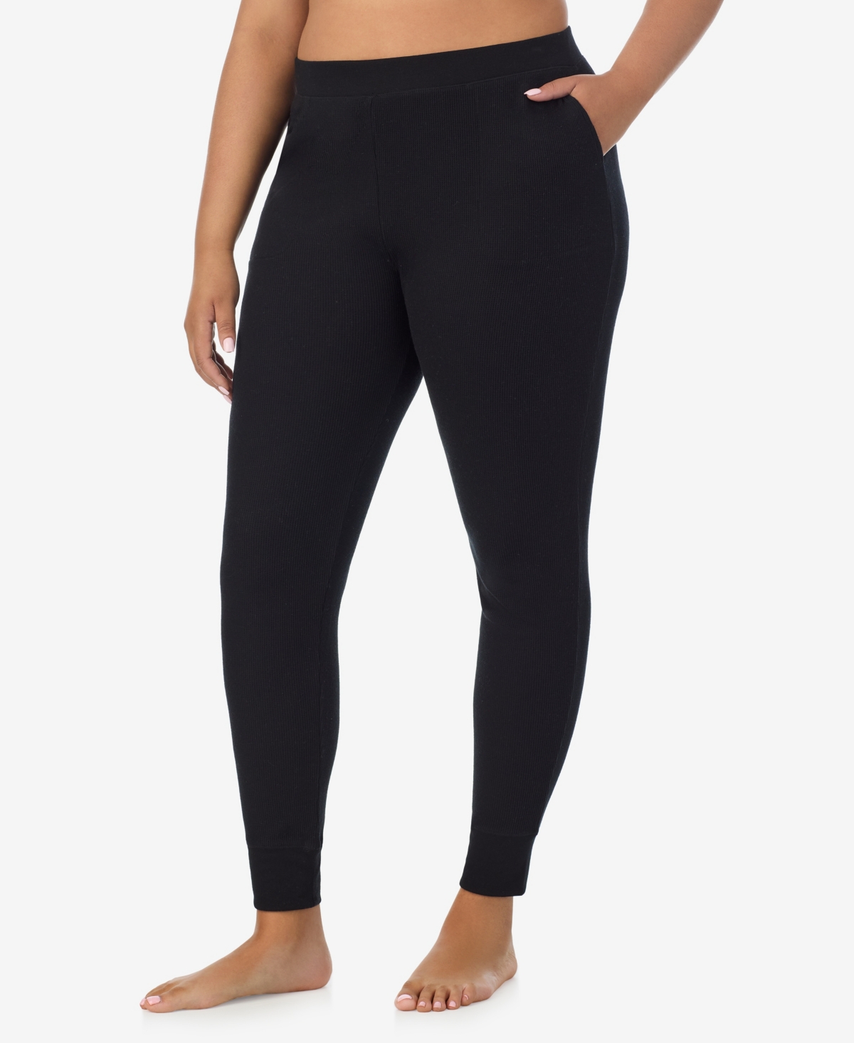 Cuddl Duds Plus Size Cozy Stretch Thermal Leggings In Black