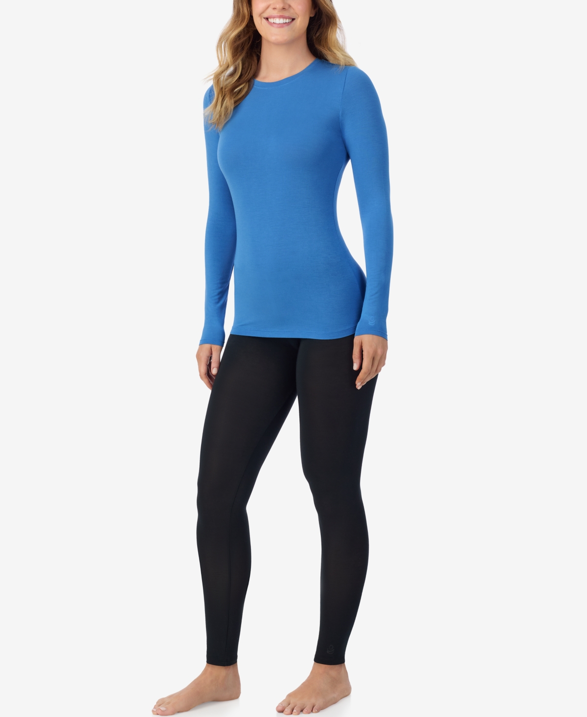 Cuddl Duds Petite Long Sleeve Crewneck Top In Multi