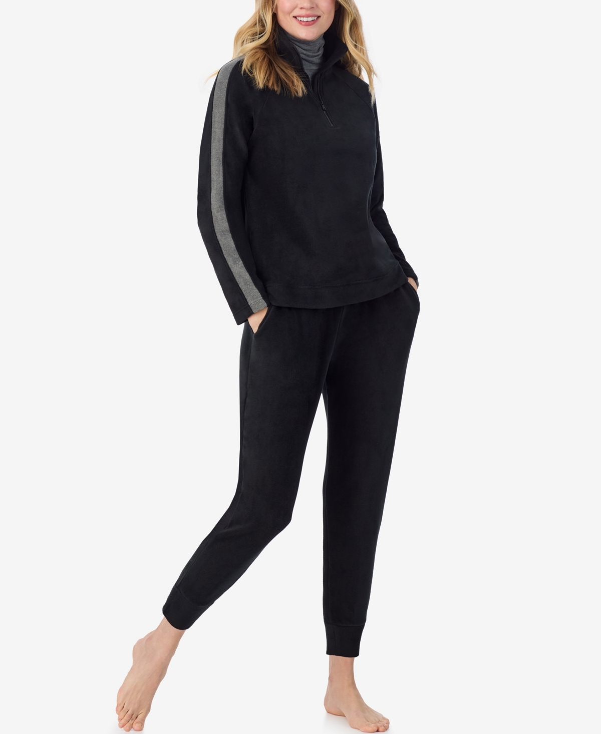 Cuddl Duds X Jennifer Lake Fleecewear With Stretch Half-zip Pullover In Black