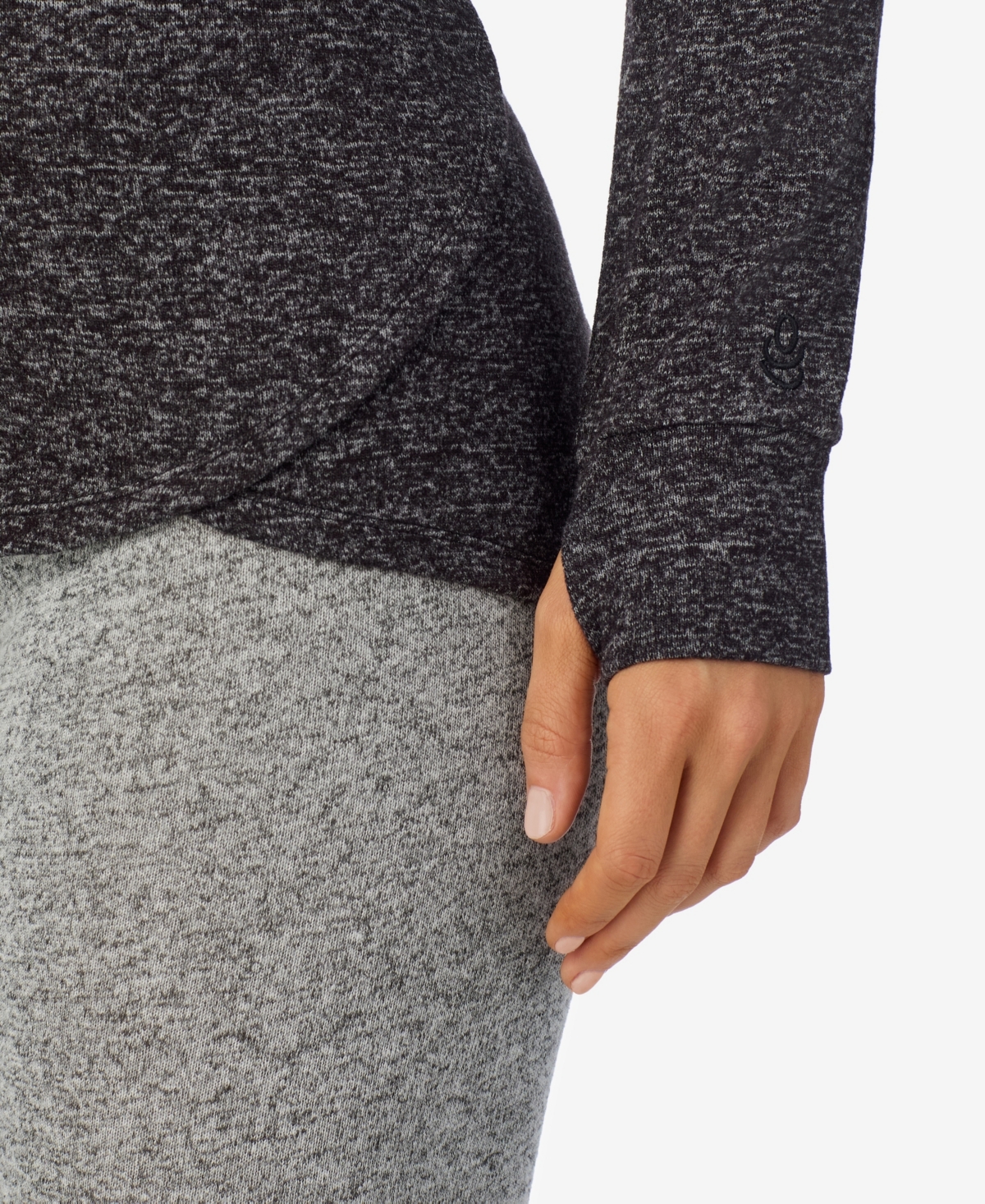 Cuddl Duds Petite Softknit Long-sleeve Tunic Hoodie In Gray