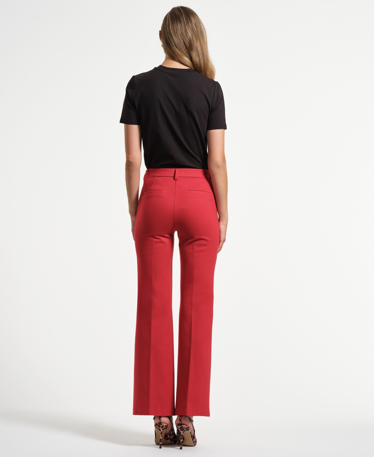 Isaac Mizrahi Women's Ponte Flare Mid Rise Pants In Red