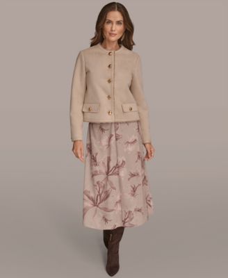 Women's Crewneck Button-Front Boxy Coat