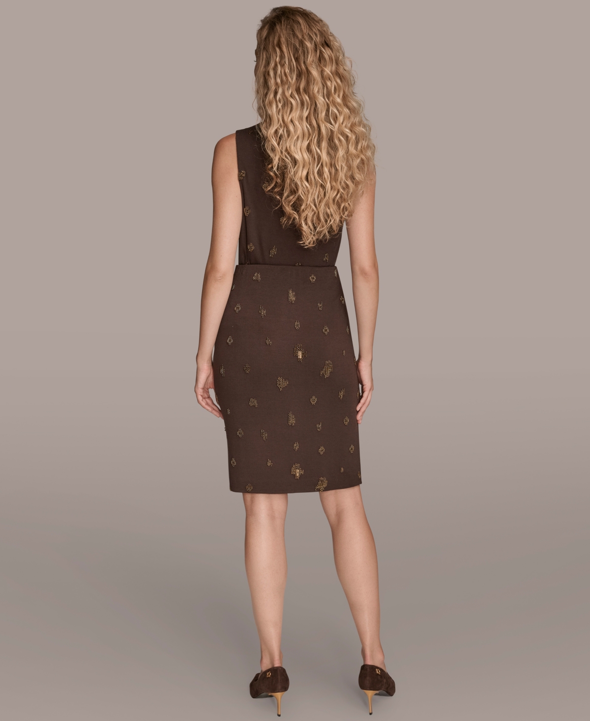 Donna Karan New York Embroidered Bead Pencil Skirt