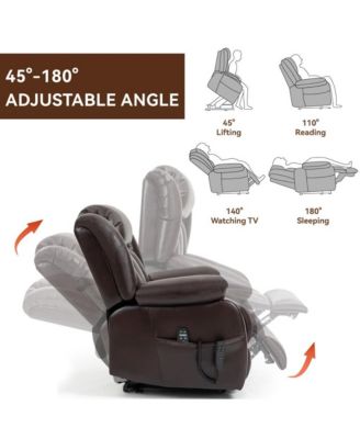 Oversized Faux Leather Recliner Chair – Power Lift, Dual Motor, Massage & Heat, 350 lbs Capacity – Electric Chair for Seniors