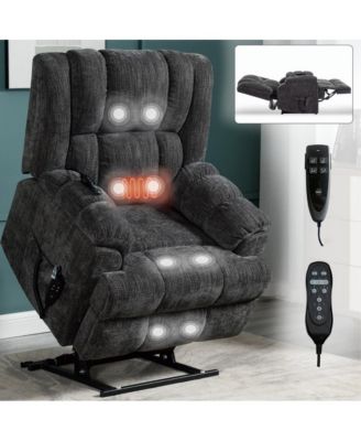 Chenille Power Lift Recliner for Seniors with Heat & Massage, Dual Motor Electric Chair, Infinite Position