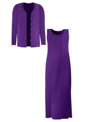 Plus Size Lettuce Trim Knit Jacket Dress