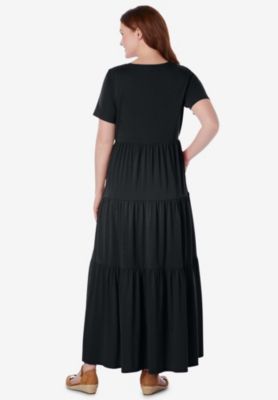 Plus Size Short-Sleeve Tiered Dress
