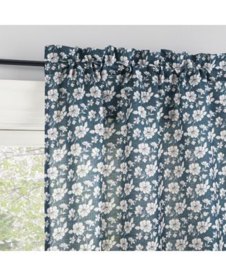 Marist Floral Semi-Sheer Rod Pocket Kitchen Curtain Tier Pair