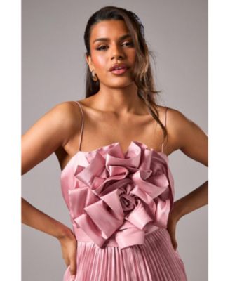 Women's Metallic Pleated Corsage Dress