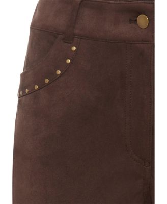 Women's Mona Fit Straight Leg Faux Suede Trousers