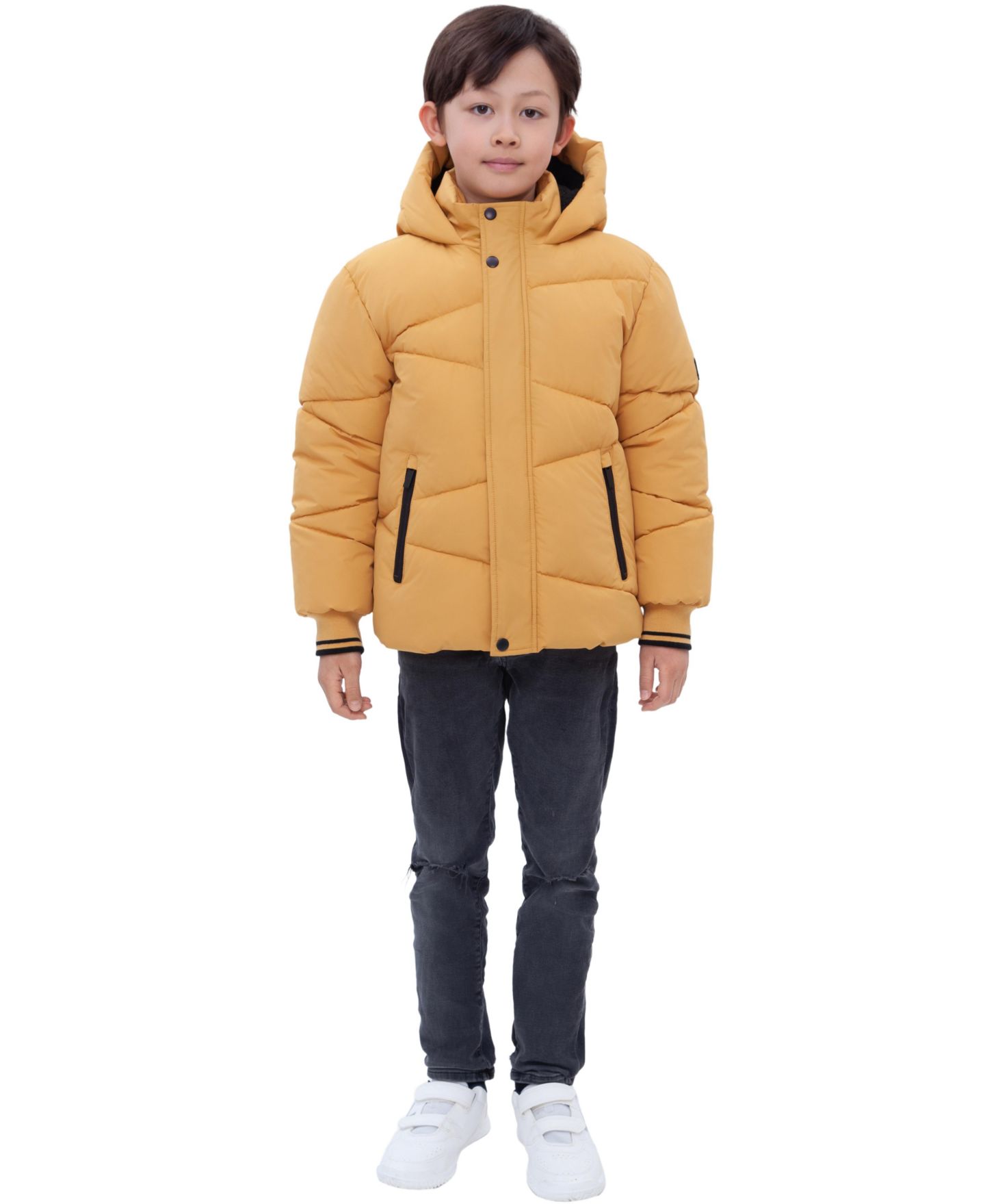 Куртка Rokka&Rolla Cozy Grid Puffer Jacket для мальчиков, цвет: Янтарный жёлтый — фото 7