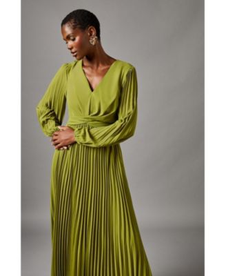 Women's Pleated Wrap Front Dress