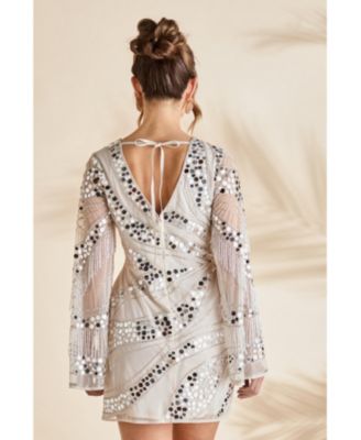 Women's Flare Sleeve Sequin Mini Dress