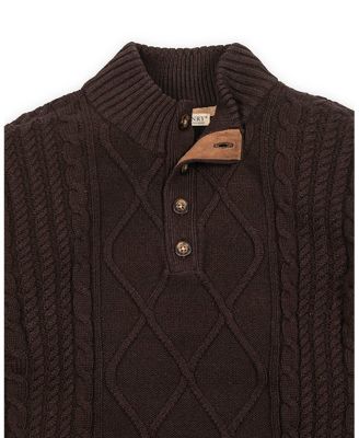 Men's Organic Mock Neck Cable Sweater
