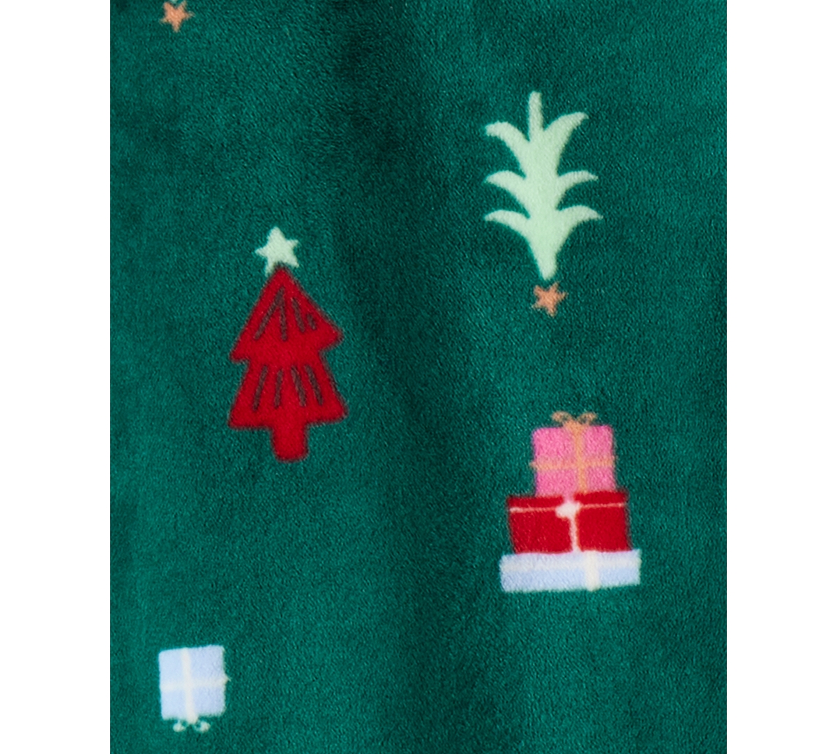 Carter's Baby Boys Or Baby Girls Christmas Tree Print Velour, 1-piece Pajamas In Green