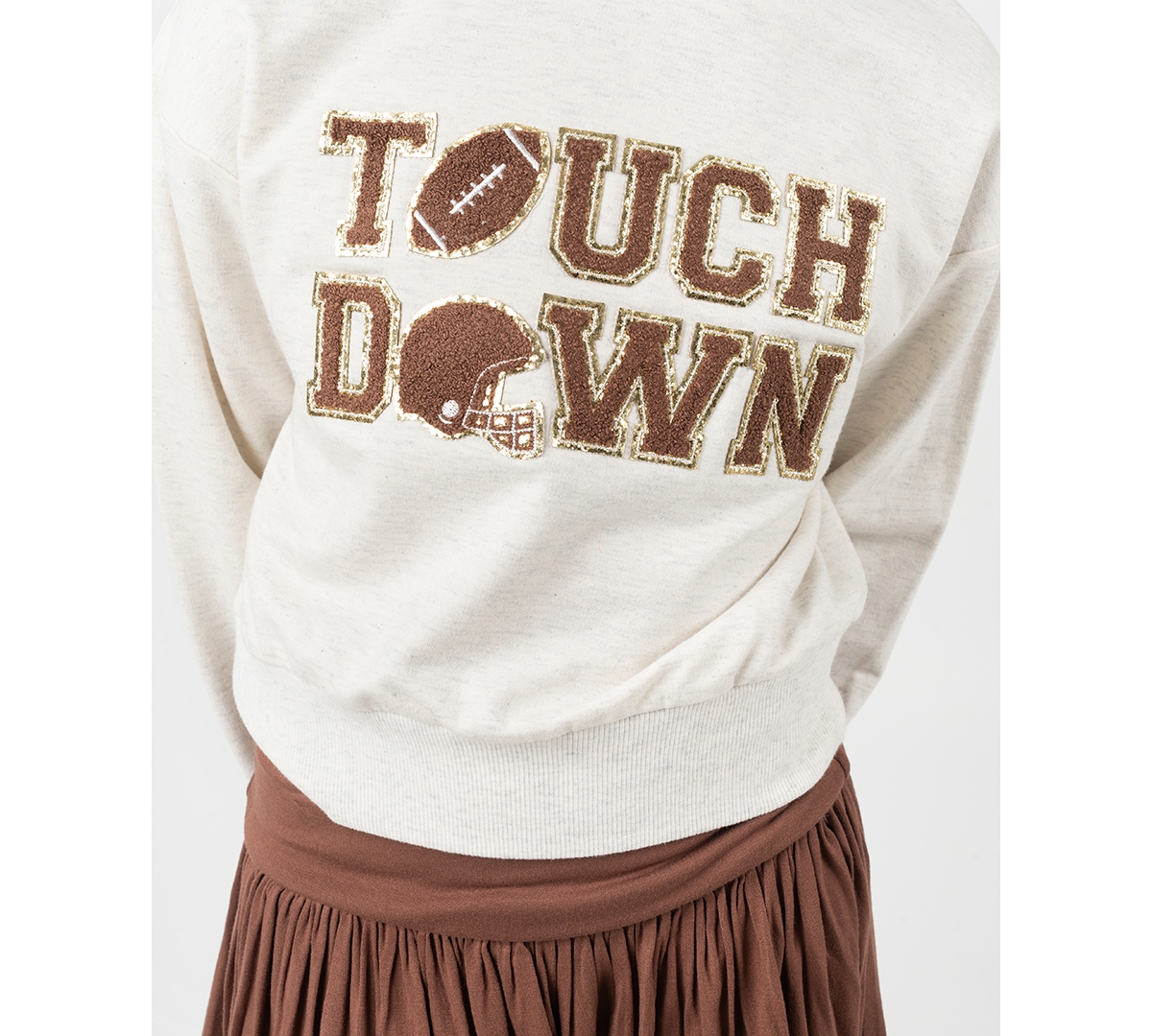 Rare Editions Big Girls' Touch Down Sweatshirt With Fold Over Skort, 2 Pc In Brown