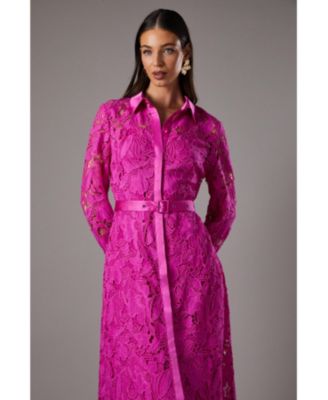 Women's Lace Long Sleeve Shirt Dress