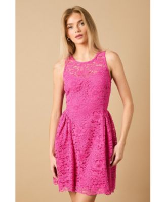 High Neck Lace Detailed Mini Dress