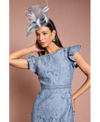 Women's Frill Sleeve Lace Flute Hem Dress