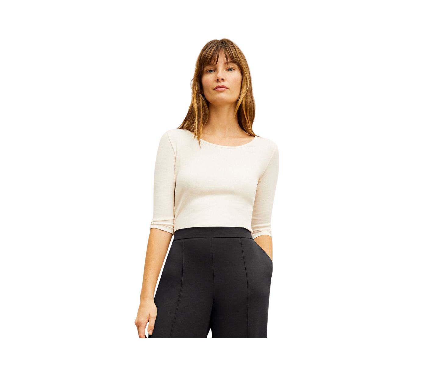 Женская футболка M.M.LaFleur Soyoung - Organic Ribbed Pima Cotton, цвет: Слоновая кость — фото 1