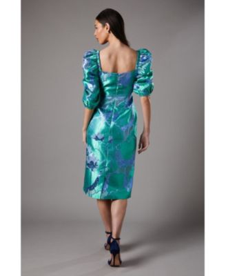 Bubble Sleeve Jacquard Dress