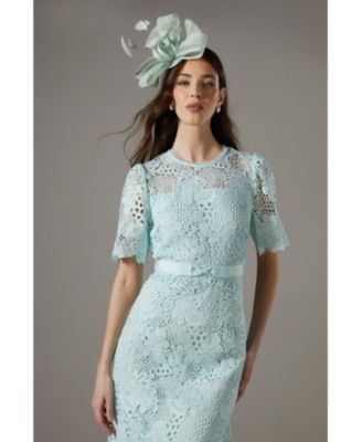 Women's Lace Bow Belt Midi Dress