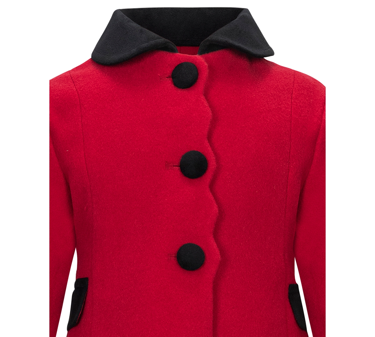 S Rothschild & Co Baby Girls Scallop Edge Velvet Trim Jacket In Red