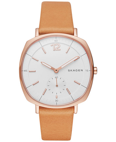 Skagen Women's Chronograph Rungsted Natural Leather Strap Watch 34x39mm SKW2418