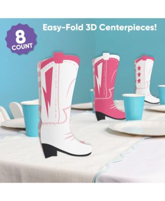 Freestanding 3D Rodeo Cowgirl Boots Centerpiece Table Decorations - 8 Count