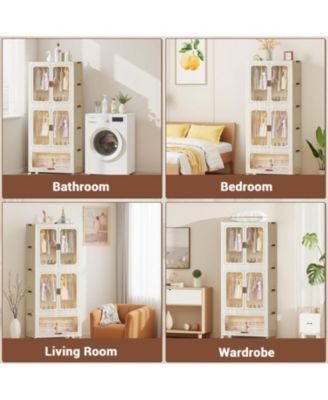 Plastic Free Installation Storage Cabinet Wardrobe Home Living Room Bedroom Multifunctional Dustproof Clothes Storage Cabinet