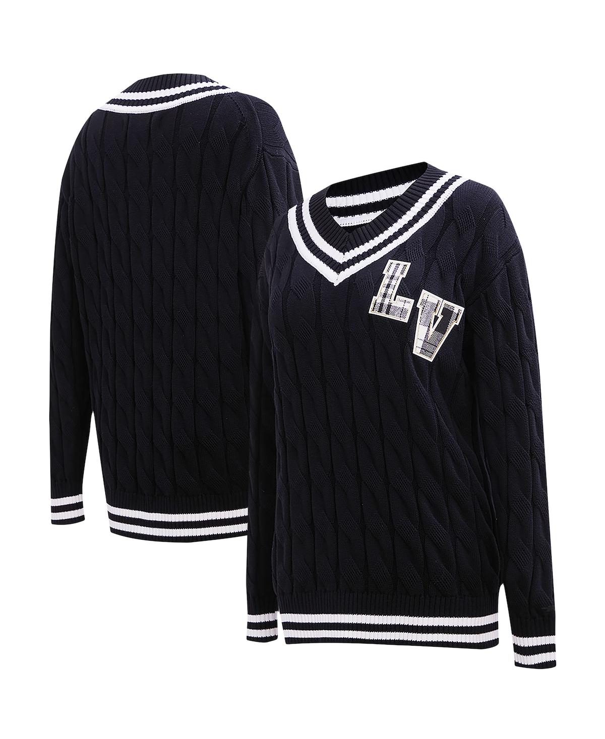 Pro Standard Women's Black Las Vegas Raiders Prep V-neck Pullover Sweater In Black