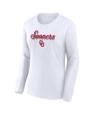 Women's White Oklahoma Sooners Double Team Script Long Sleeve T-Shirt