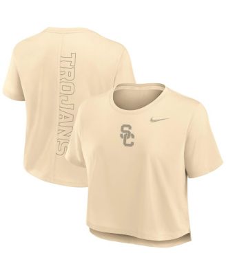 Nike - Women's Tan USC Trojans Performance Cropped T-shirt