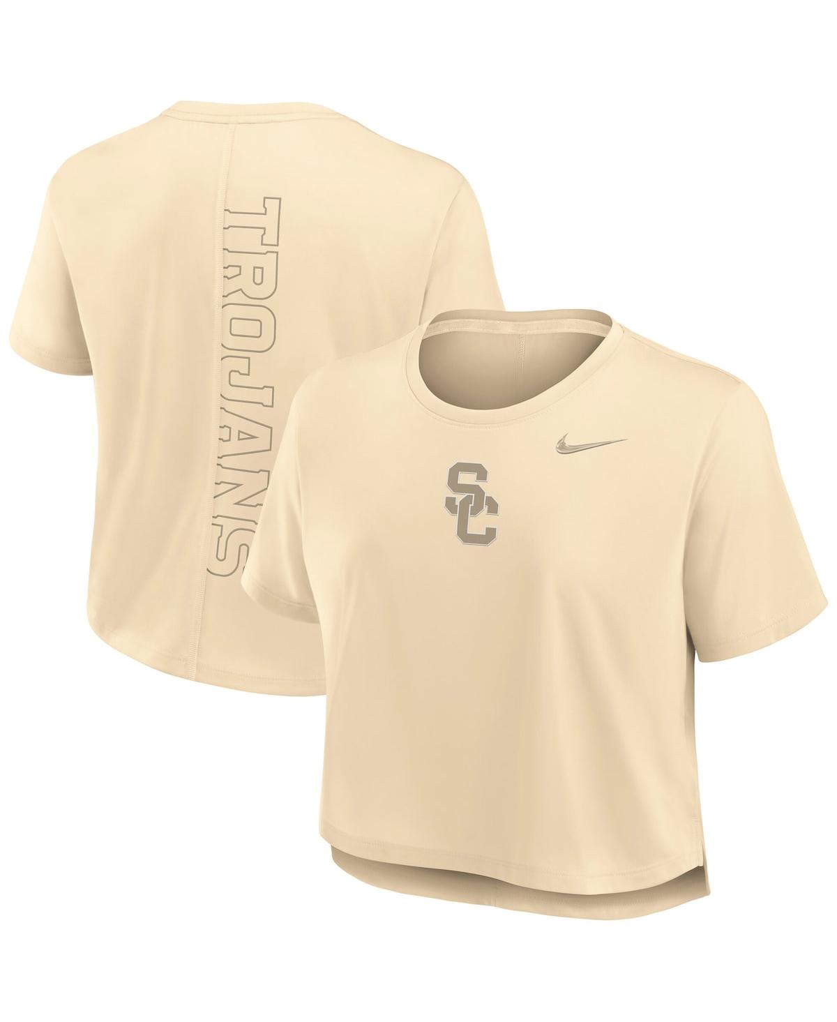 Nike Women's Tan Usc Trojans Performance Cropped T-shirt In Neutral