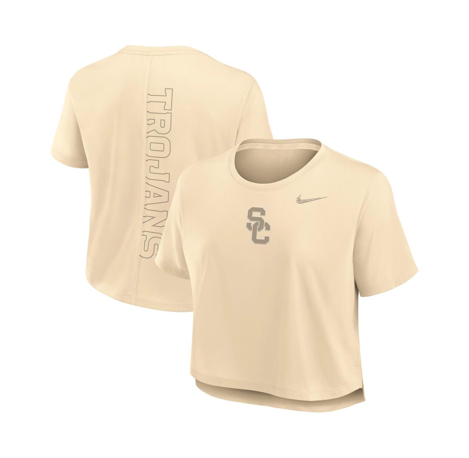 Women's Tan USC Trojans Performance Cropped T-Shirt