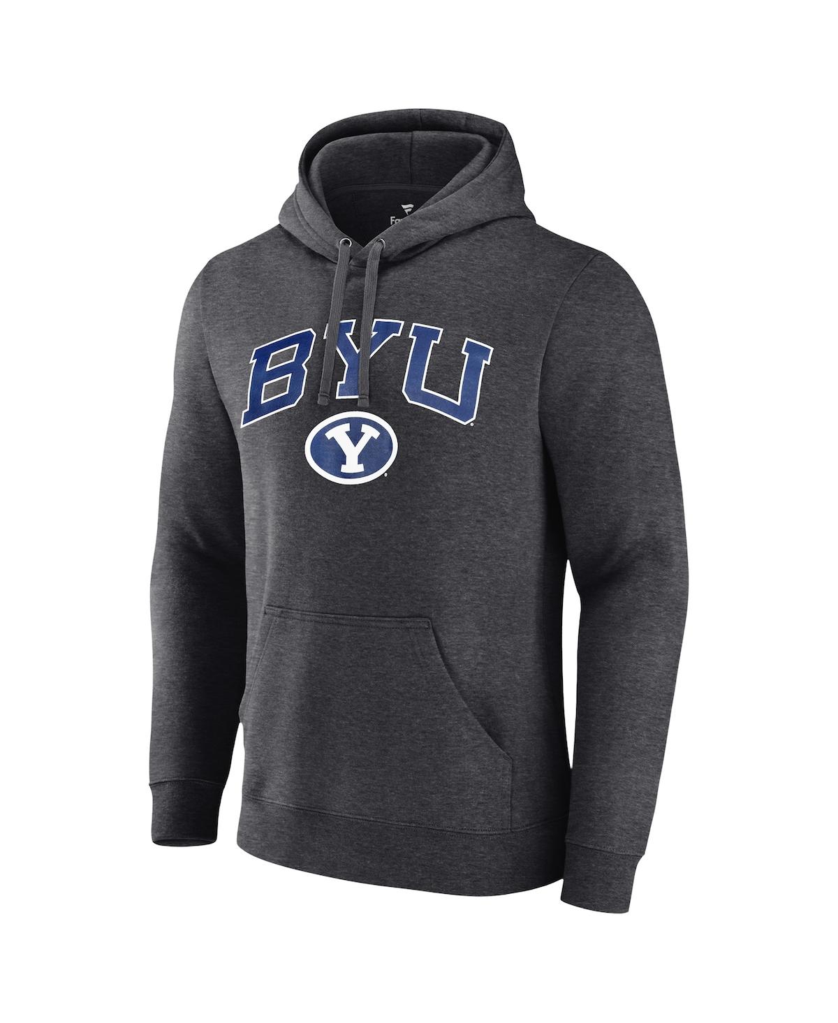 Fanatics Unlabeled Men's Heather Charcoal Byu Cougars Fleece Pullover Hoodie In Gray