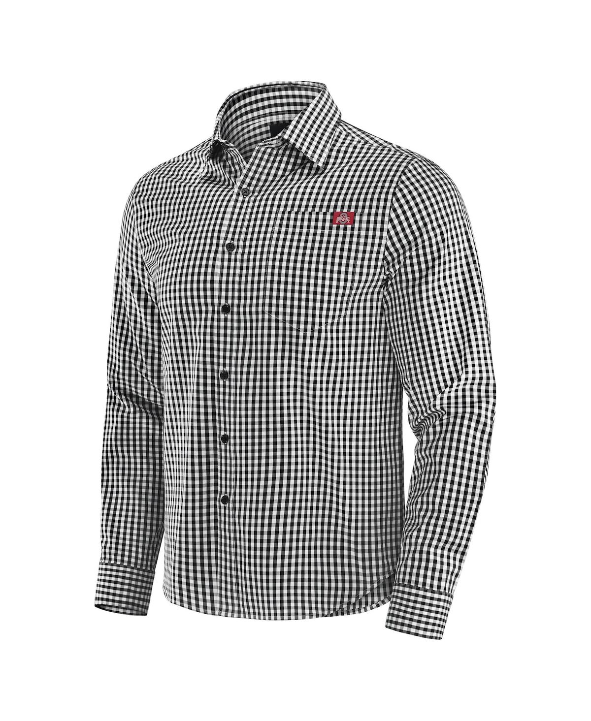 J. Palmer Men's Black Ohio State Buckeyes Dual Threat Long Sleeve Button-up Shirt In Gray