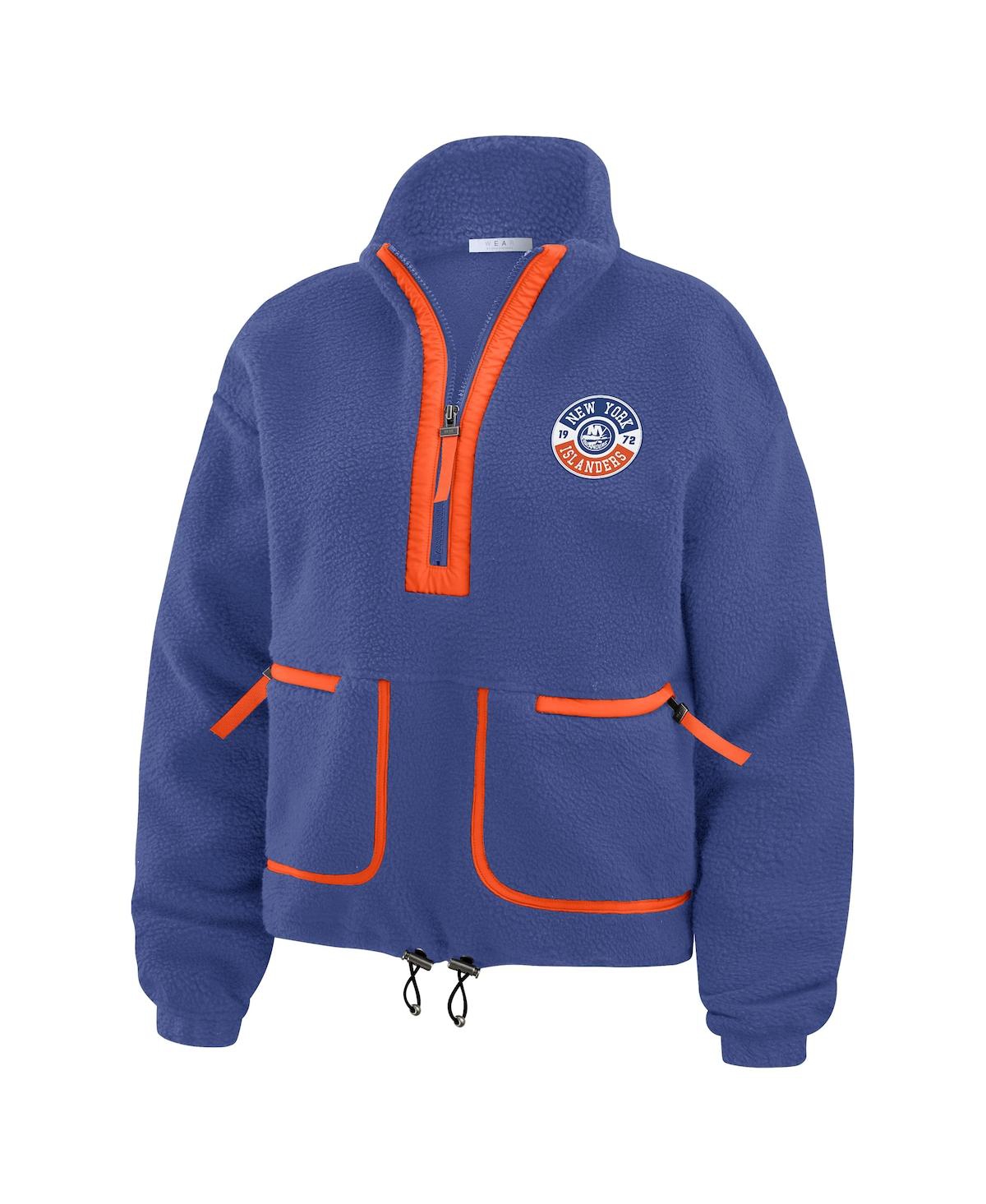 Wear By Erin Andrews Women's Royal New York Islanders Polar Fleece Half-zip Jacket In Blue