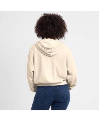 Women's Cream Philadelphia Eagles Glory Cropped Full-Zip Hoodie