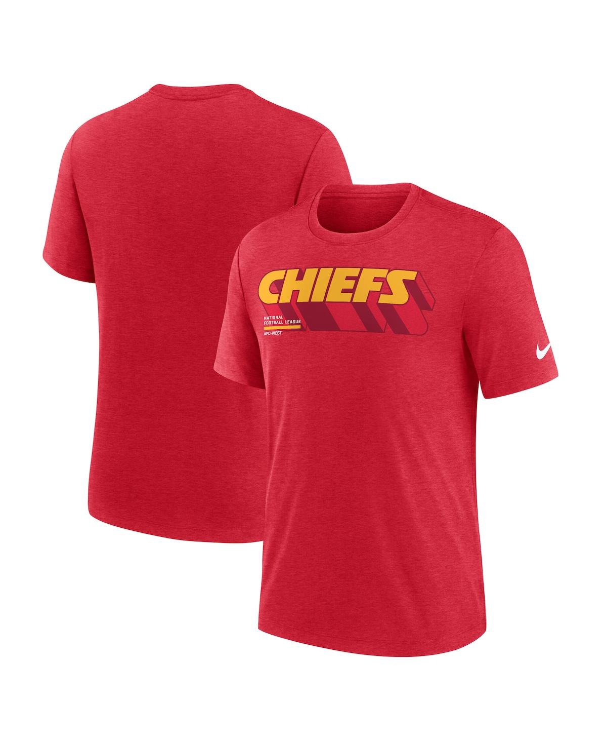 Nike Heather Red Kansas City Chiefs Long Pass Tri-blend T-shirt In Multi