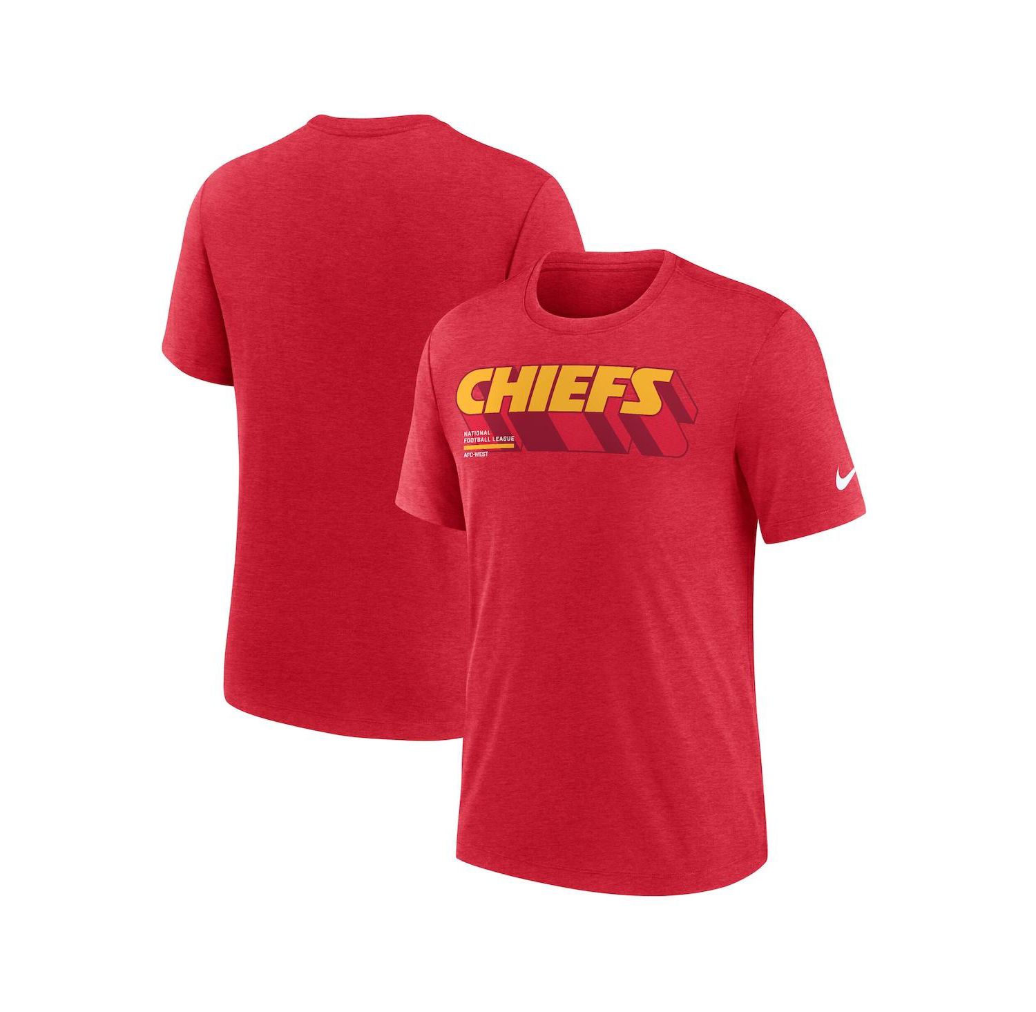 Men's Heather Red Kansas City Chiefs Long Pass Tri-Blend T-Shirt