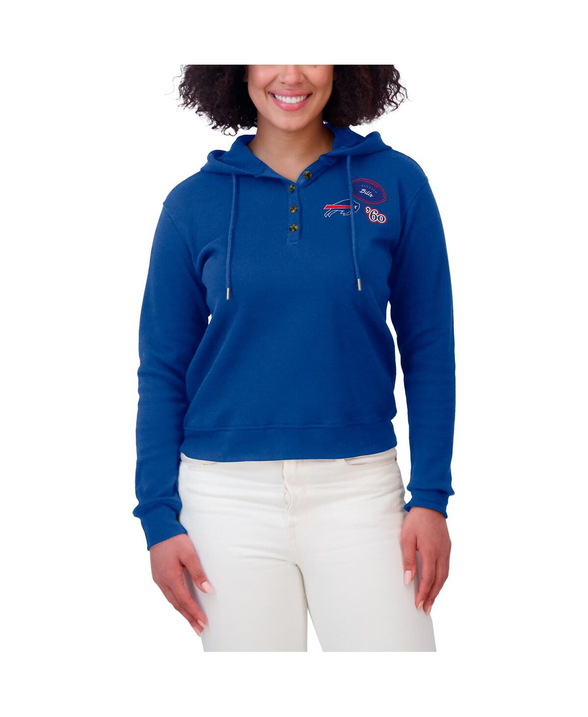 Wear By Erin Andrews Women's Royal Buffalo Bills Waffle Hoodie Pullover Top In Blue