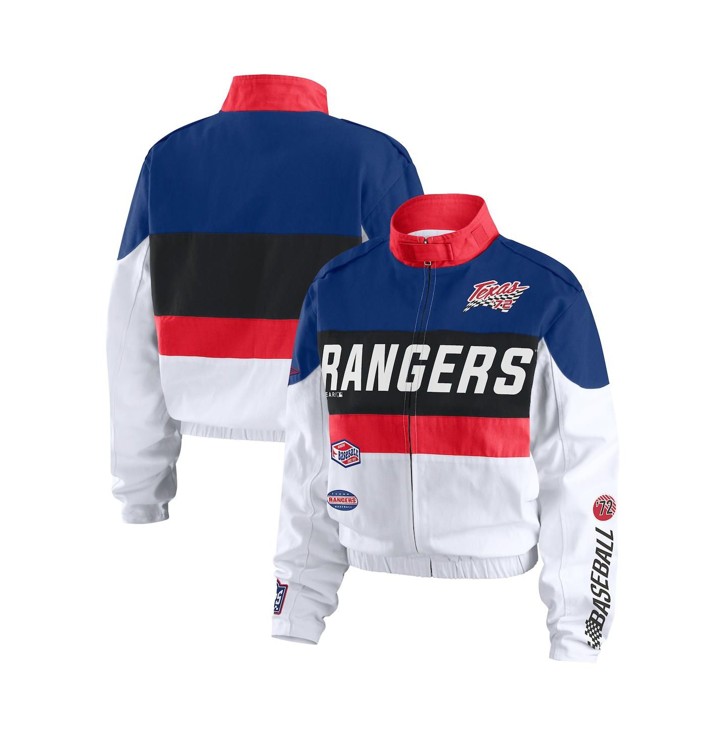 Женская куртка WEAR by Erin Andrews Navy/White Texas Rangers Racing Full-Zip — фото 1