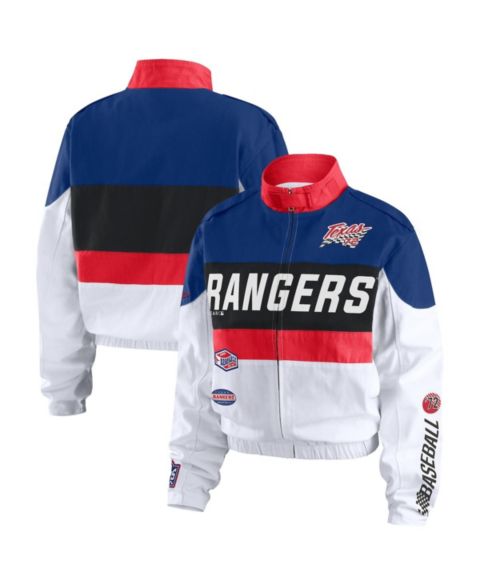 Женские куртки WEAR by Erin Andrews Women's Navy/White Texas Rangers Racing Full-Zip Jacket