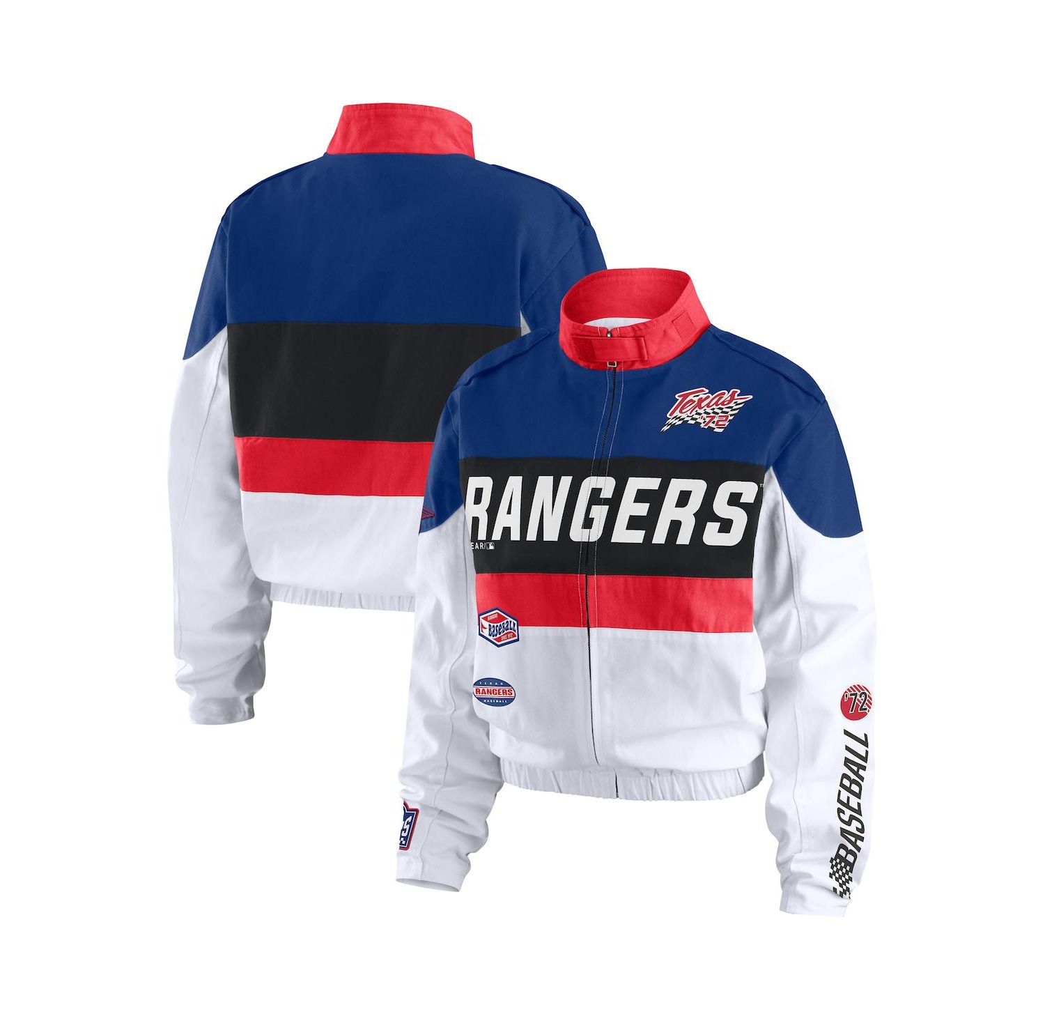 Women's Navy/White Texas Rangers Racing Full-Zip Jacket