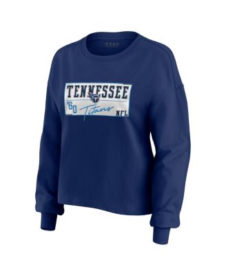 Women's 2-Piece Navy Tennessee Titans Heavy Rugby Jersey Long Sleeve T-Shirt and Shorts Lounge Set