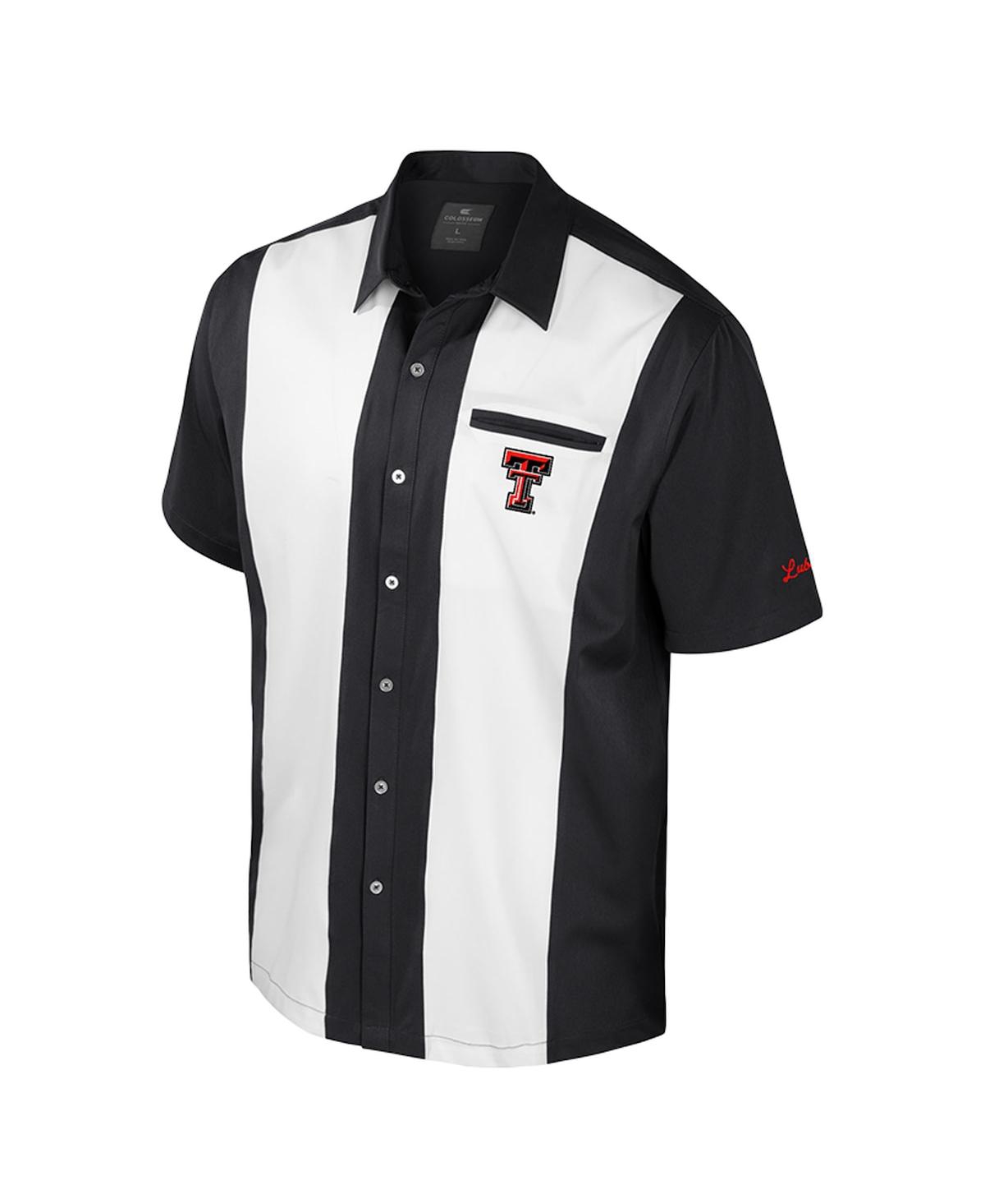 Colosseum Men's Black Texas Tech Red Raiders Strike Bowling Button-up Shirt In Blue