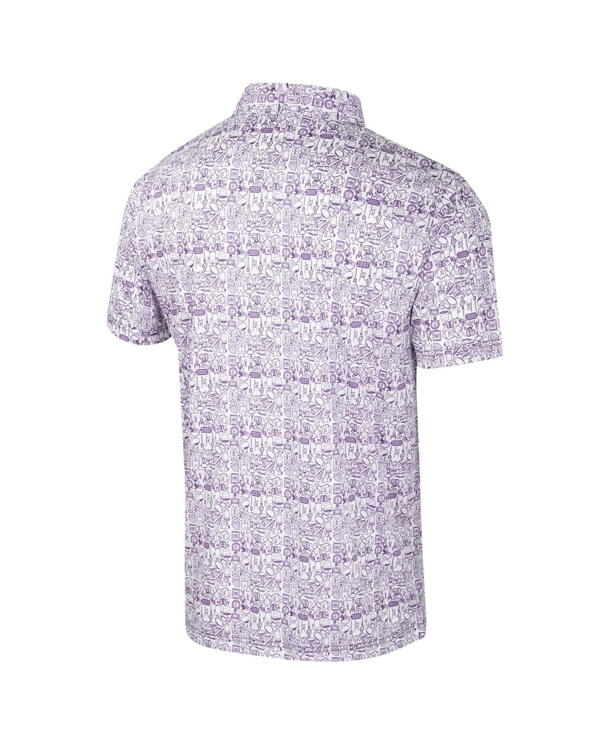 Colosseum Men's Purple Tcu Horned Frogs It's Time Allover Print Polo Shirt In Purple